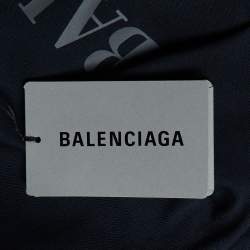 Pre Owned Balenciaga MIdnight Blue Nano BB Logo Cotton Unisex Crew Neck T-Shirt M
