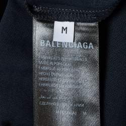 Pre Owned Balenciaga MIdnight Blue Nano BB Logo Cotton Unisex Crew Neck T-Shirt M