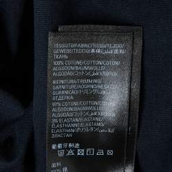 Pre Owned Balenciaga MIdnight Blue Nano BB Logo Cotton Unisex Crew Neck T-Shirt M