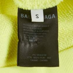 مملوكة مسبقًا Balenciaga Neon Yellow Logo Graphic Cotton Knit Hoodie S