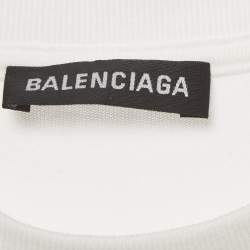 Pre Owned Balenciaga White Political Campaign Logo Print Jersey Crewneck T-Shirt S