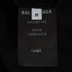 Pre Owned Balenciaga Black Logo Print Jersey Archetype Crew Neck T-Shirt M