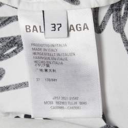 مملوكة مسبقًا Balenciaga Unisex Monochrome New Scribble Print Cotton Button Down Shirt XS