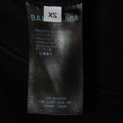 Pre Owned Balenciaga Black Paris Flag Embroidered Cotton Knit Sweatshirt XS