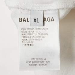 Pre Owned Balenciaga White Symbolic Logo Graphic Jersey T-Shirt XL 