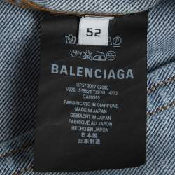 Pre Owned Balenciaga Blue Denim Logo Embroidered "Like a Man" Jacket XL