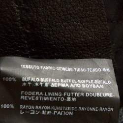 Pre Owned Balenciaga Navy Blue Leather Biker Jacket M