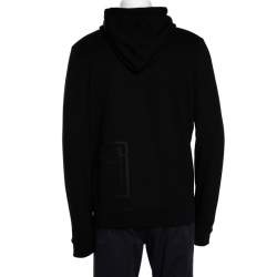 Pre Owned Balenciaga Black Cotton Laser Cut Detail Zip Front Hoodie L 