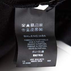 Pre Owned Balenciaga Black Cotton Laser Cut Detail Zip Front Hoodie L 