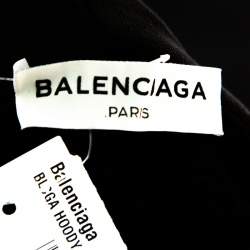 Pre Owned Balenciaga Black Cotton Laser Cut Detail Zip Front Hoodie L 