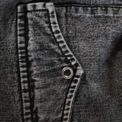 Pre Owned Balenciaga Grey Acid Washed Denim Distressed Cuff Detail Shirt L