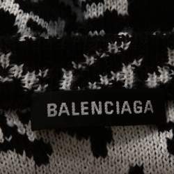 Pre Owned Balenciaga Monochrome Logo Intarsia Knit Crew Neck Jumper M