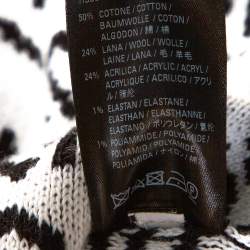 Pre Owned Balenciaga Monochrome Logo Intarsia Knit Crew Neck Jumper M