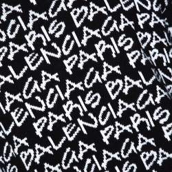 Pre Owned Balenciaga Monochrome Logo Intarsia Knit Crew Neck Jumper M