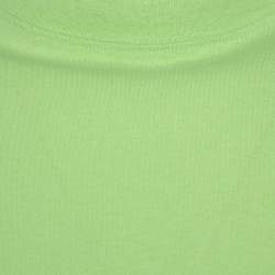 Pre Owned Balenciaga Neon Green Logo Embroidered Cotton T-Shirt M