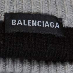 Balenciaga Grey Wool Blend Allover Logo Crew Neck Sweater M