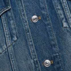Pre Owned Balenciaga Blue Logo Embroidered Classic Denim Jacket L
