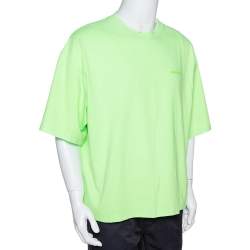 Pre Owned Balenciaga Neon Green Cotton Archetypes Print Crew Neck T-Shirt L