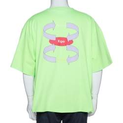 Pre Owned Balenciaga Neon Green Cotton Archetypes Print Crew Neck T-Shirt L