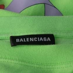 Pre Owned Balenciaga Neon Green Cotton Archetypes Print Crew Neck T-Shirt L