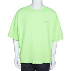 Pre Owned Balenciaga Neon Green Cotton Archetypes Print Crew Neck T-Shirt L