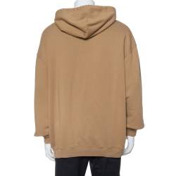 Pre Owned Balenciaga Beige BB Logo Print Cotton Oversized Hoodie M