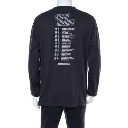 Pre Owned تي شيرت بالنسياغا قطن أسود سبيد هانترز أكمام طويلة مقاس متوسط - ميديوم