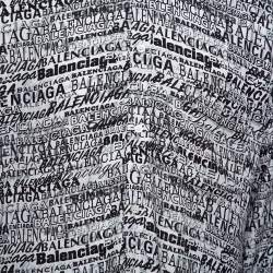 Pre Owned Balenciaga Monochrome Logo Printed Crepe Button Front Shirt S