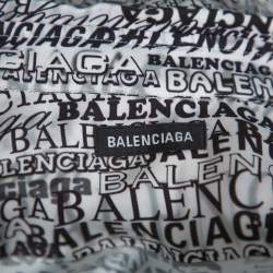 Pre Owned Balenciaga Monochrome Logo Printed Crepe Button Front Shirt S