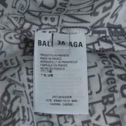 Pre Owned Balenciaga Monochrome Logo Printed Crepe Button Front Shirt S