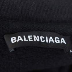 Balenciaga Dark Grey Cotton Logo Embroidered Drop Shoulder Oversized Sweatshirt M