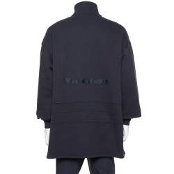 Balenciaga Dark Grey Cotton Logo Embroidered Drop Shoulder Oversized Sweatshirt M