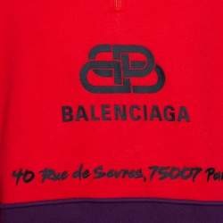 Pre Owned Balenciaga Red Cotton BB Address Embroidered Ski Sweater XS