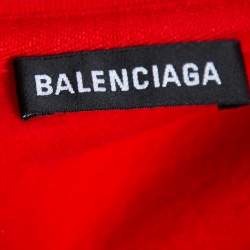 Pre Owned Balenciaga Red Cotton BB Address Embroidered Ski Sweater XS