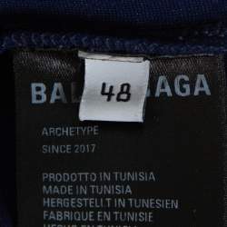 Pre Owned Balenciaga Navy Blue Jersey Paneled Track Pants M