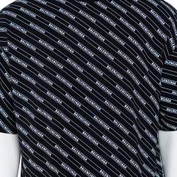 Pre Owned Balenciaga Black Logo Printed Cotton Crewneck T-Shirt M