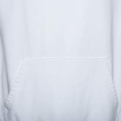 Pre Owned سويتشيرت بالنسياغا هودد قطن مطبوع شعار أبيض مقاس صغير جداً