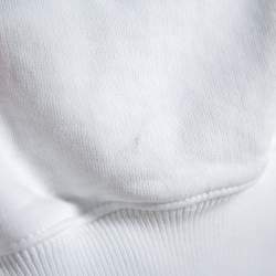 Pre Owned سويتشيرت بالنسياغا هودد قطن مطبوع شعار أبيض مقاس صغير جداً