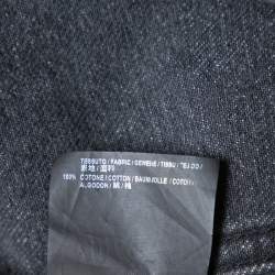 Pre Owned Balenciaga Grey Logo Printed Denim Distressed Collar Detail Jacket M