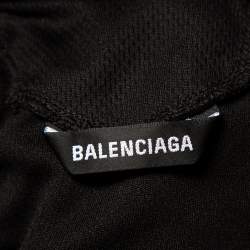 Pre Owned Balenciaga Black Logo Printed Jersey Paneled Soccer T-Shirt M