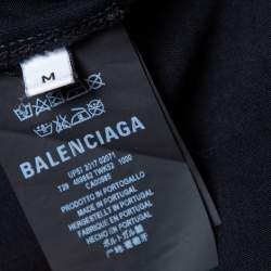 Pre Owned Balenciaga Black Sinners Logo Printed Cotton Oversized Crewneck T-Shirt M