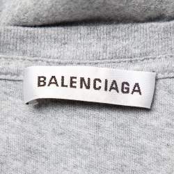 مملوكة مسبقًا Balenciaga Grey Cotton Campaign Logo Crew Neck T Shirt S