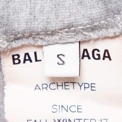 مملوكة مسبقًا Balenciaga Grey Cotton Campaign Logo Crew Neck T Shirt S