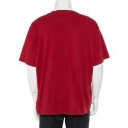 Pre Owned Balenciaga Burgundy Minimalist Logo Printed Crewneck T-Shirt XL