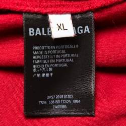 Pre Owned Balenciaga Burgundy Minimalist Logo Printed Crewneck T-Shirt XL