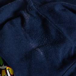 Pre Owned Balenciaga Navy Blue Bonjour Balenciaga Cotton Crewneck T-Shirt M