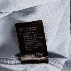Balenciaga Blue Denim Frayed Detail Button Front Shirt S