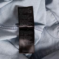 Balenciaga Blue Denim Frayed Detail Button Front Shirt S