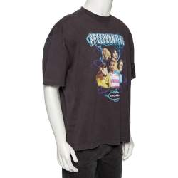 Pre Owned Balenciaga Grey Cotton Speed Hunters Printed Crewneck T-Shirt M