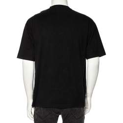 Pre Owned Balenciaga Black Cotton Logo Detailed Crew Neck T-Shirt S